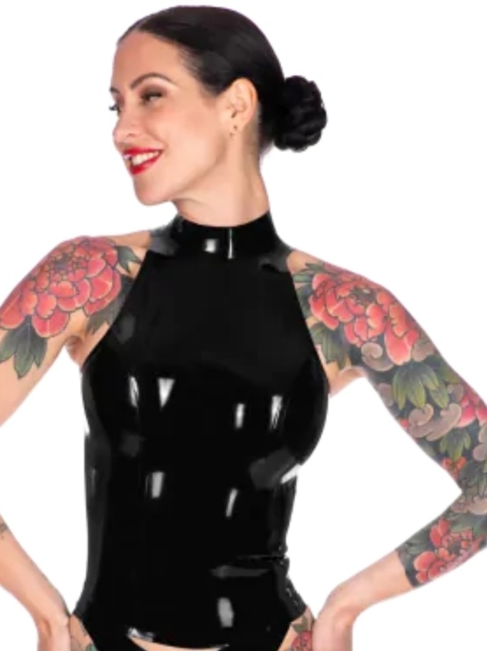 Angelina Top Black Latex Libidex High Neck Front Zipper Top 3XL